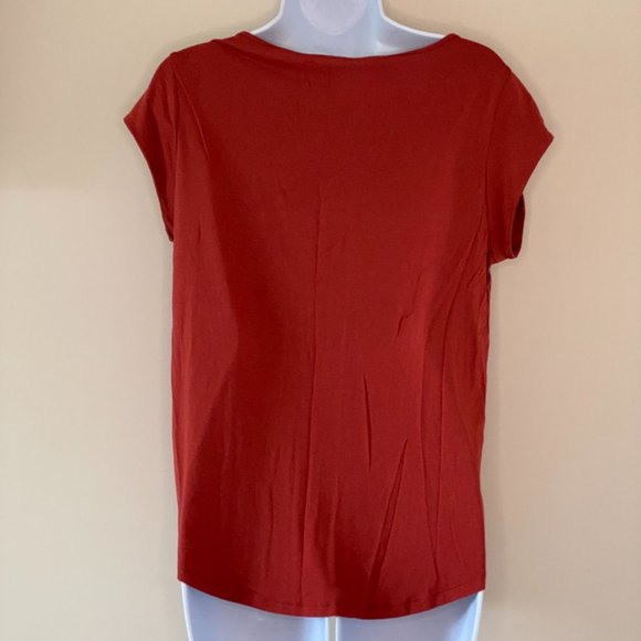 Banana Republic Cowl Neck Round Hem Top Burnt Orange Small - Picture 2 of 8